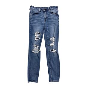 American Eagle Ne(x)t Level Stretch Hi-Rise Jegging Distressed Blue Jeans 10S